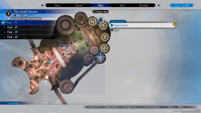 Map showing the location of Yuffie's Crystalline Cross weapon in Final Fantasy 7 Rebirth.