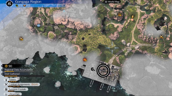Final Fantasy 7 Rebirth Гонгага Склад на скале Расположение тайника на карте