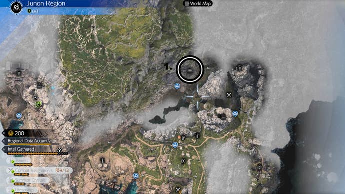 A map of Junon shows the crows nest cache location