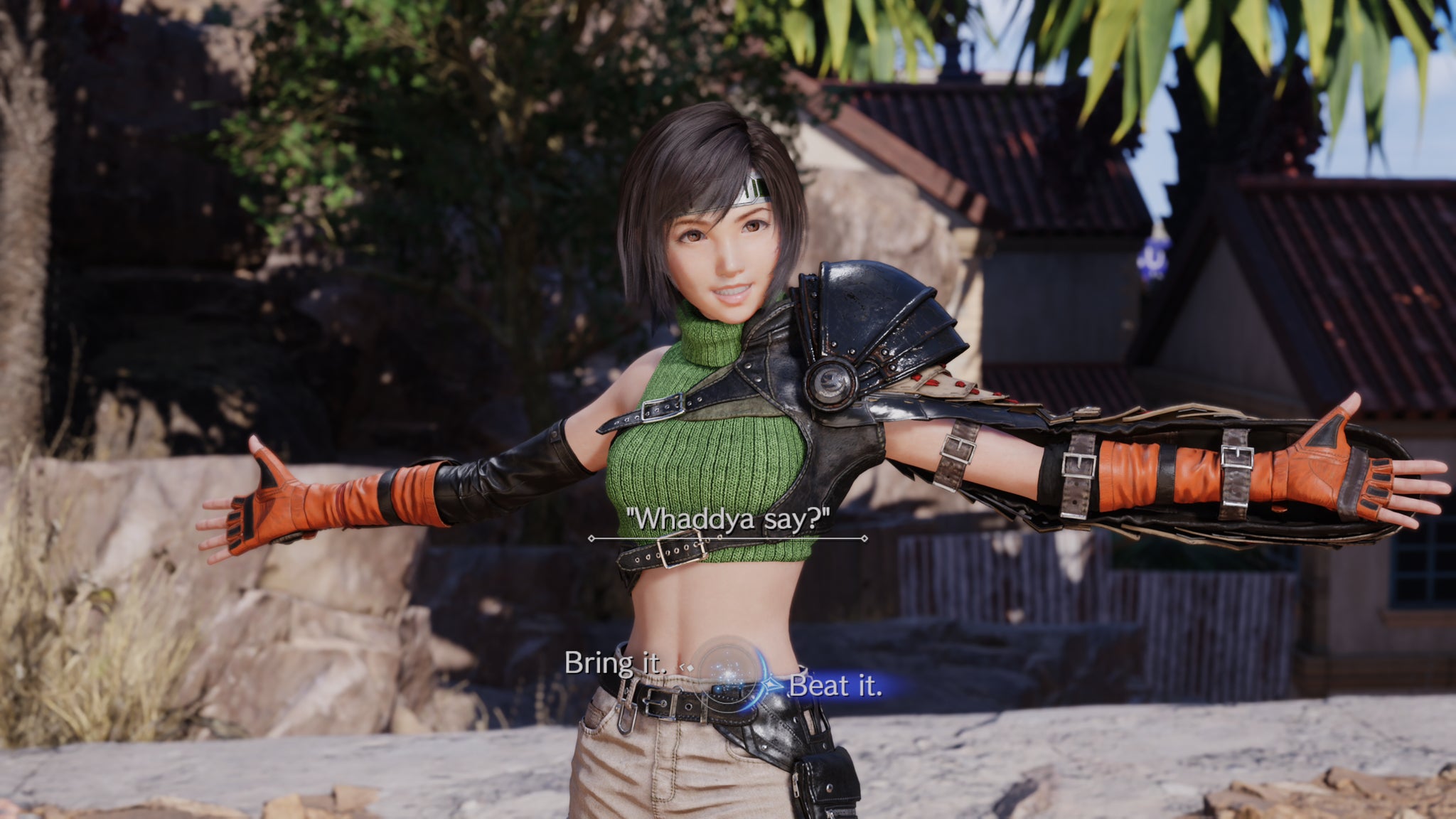 Yuffie, in Final Fantasy 7 Rebirth, holding her arms open waiting for an embrace. - 3