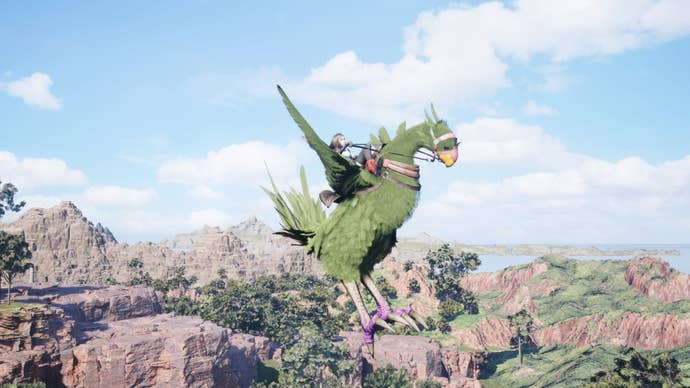 final fantasy 7 rebirth tifa on mid-air gongaga chocobo fango