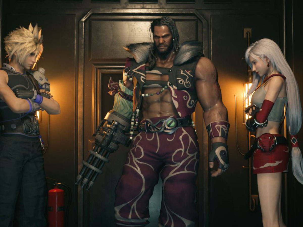 Barret gets a Yoshitaka Amano-styled overhaul in this Final