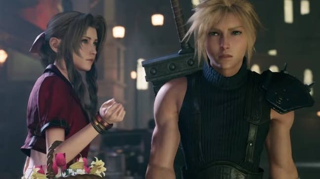 Cloud looking ahead while Tifa talks to him.