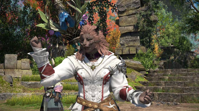 A player rejoices in in Final Fantasy XIV: Dawntrail.