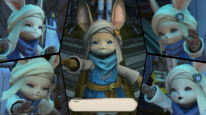 Final Fantasy 14 - A bunny creature called Loporrits says “Engage!"