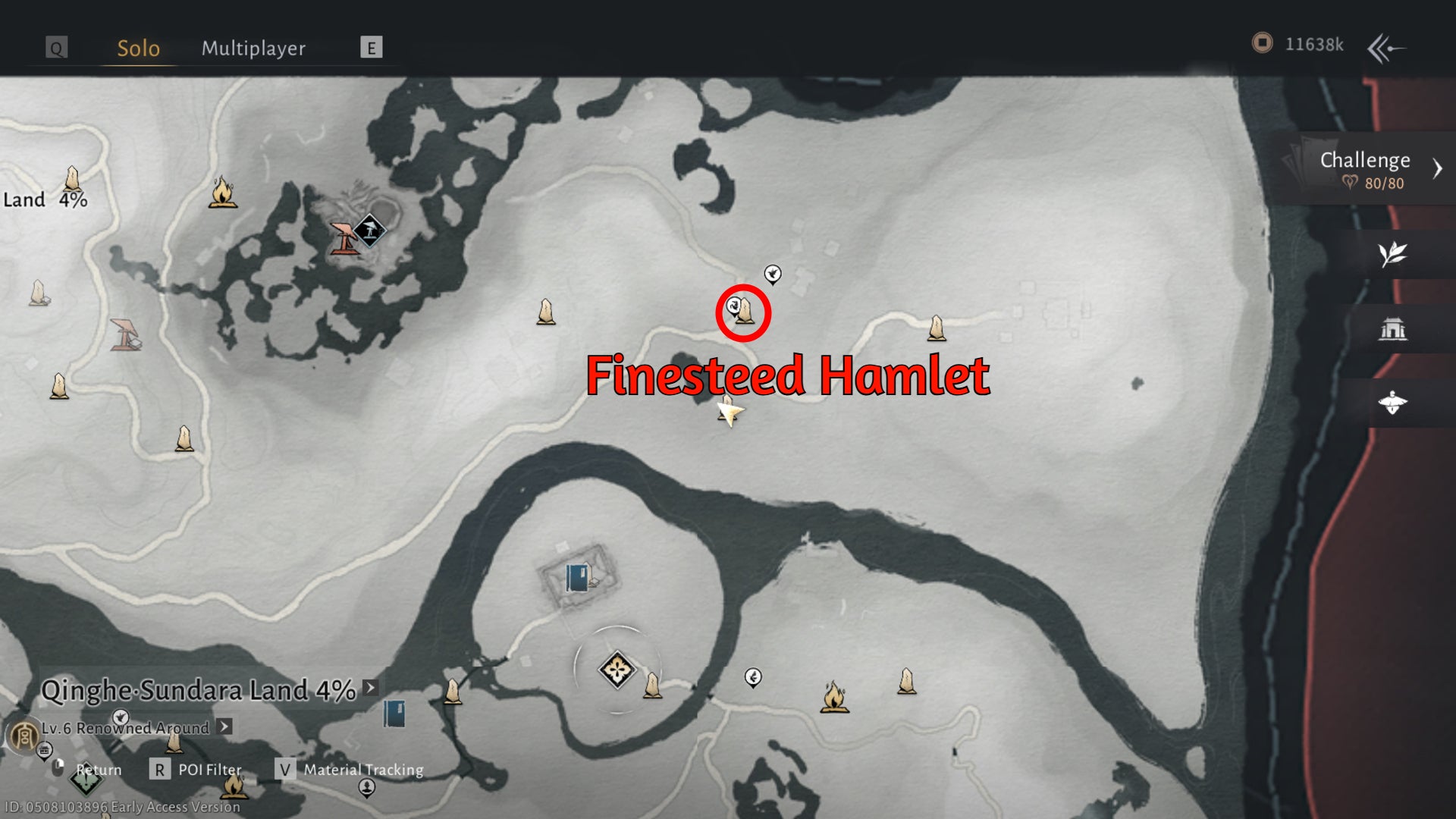 The location of Finesteed Hamlet on the world map in Where Winds Meet. - 7