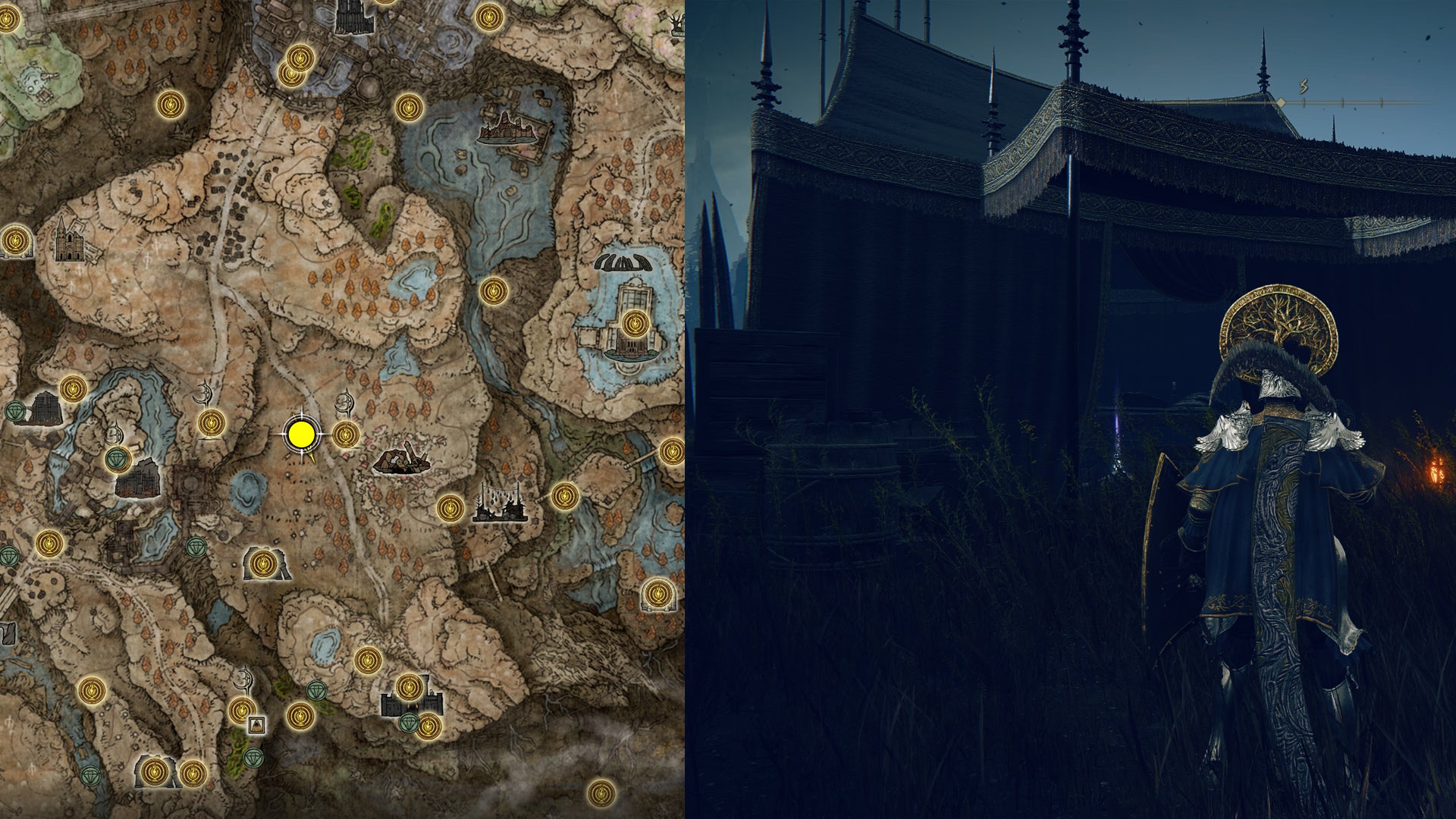 The location of Fire Knight’s Cookbook [1] in Elden Ring.