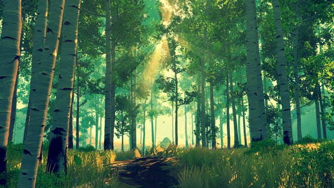 Great trees in a Firewatch screenshot.