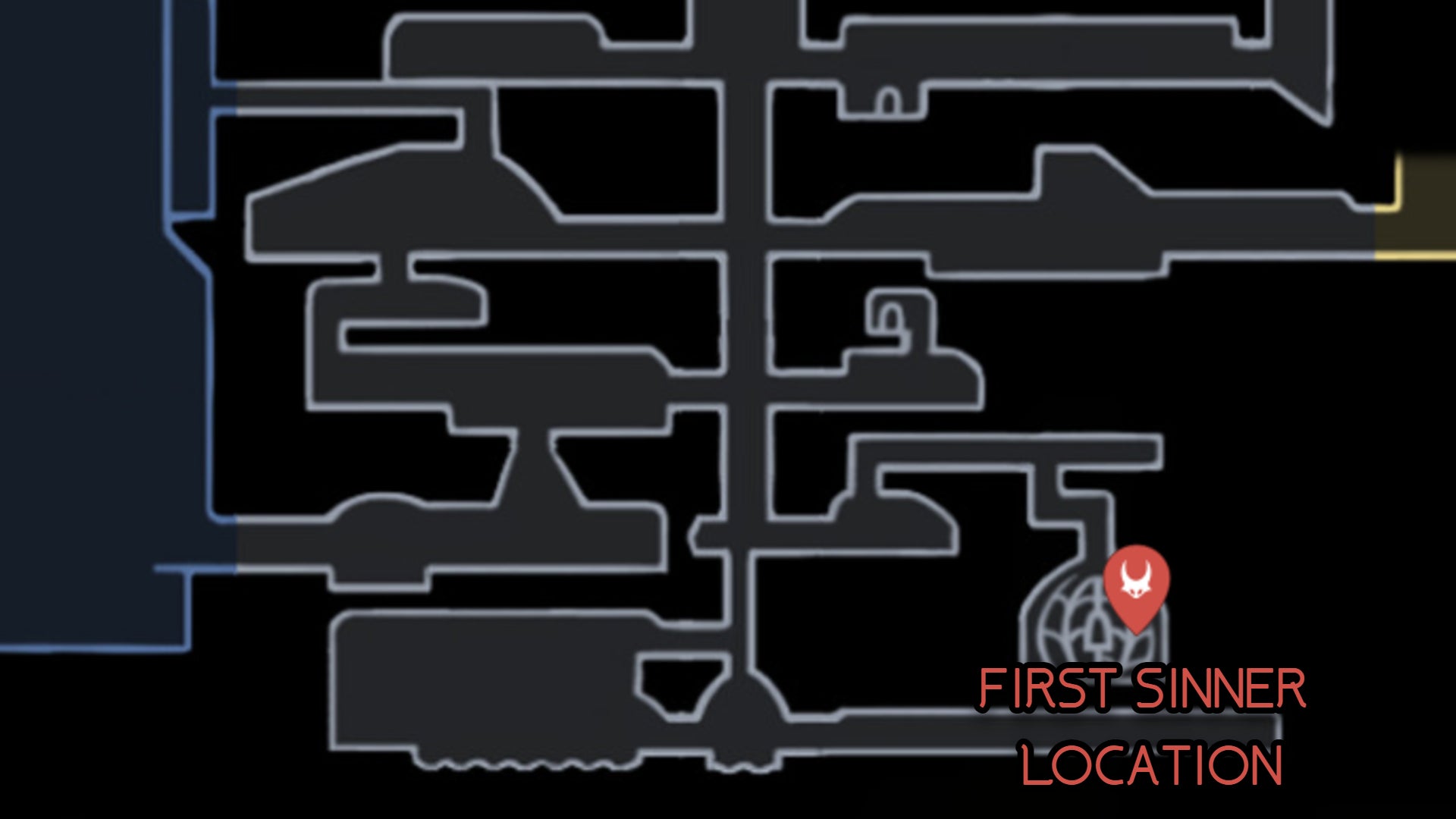 A screenshot of Hollow Knight: Silksong showing the path through the beginning of Act 3. - 56