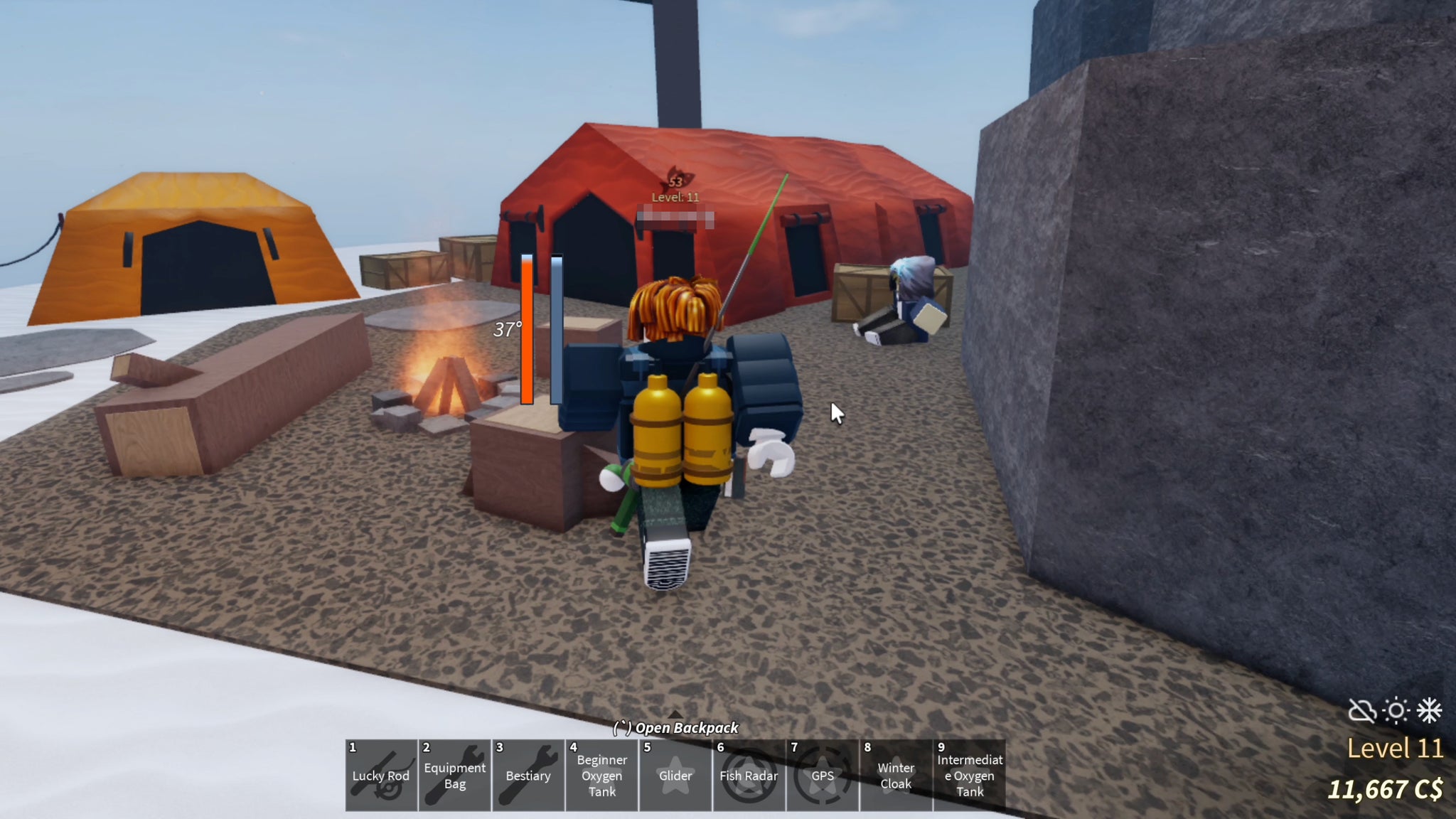 The campsite near where the Blizzard Totem is in Fisch. - 5