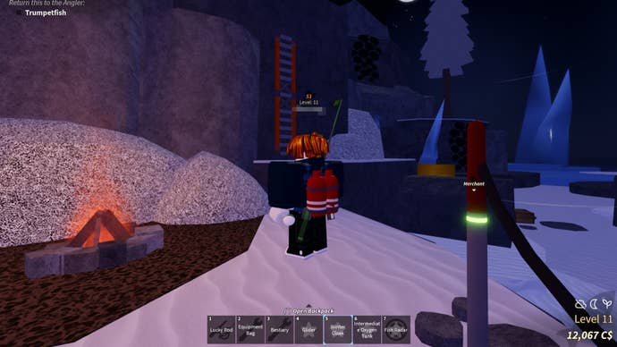 The bonfire is located in the Northern Expedition area in Fisch.