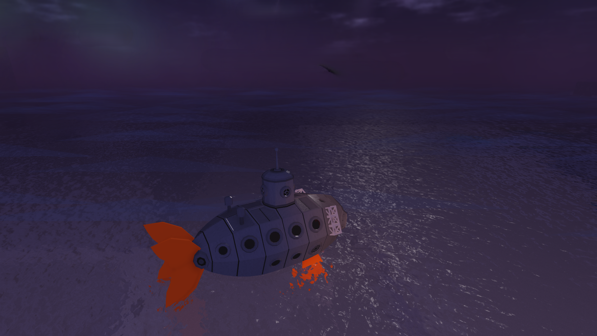 A Submarine skimming across the surface of the sea in Fisch. - 1