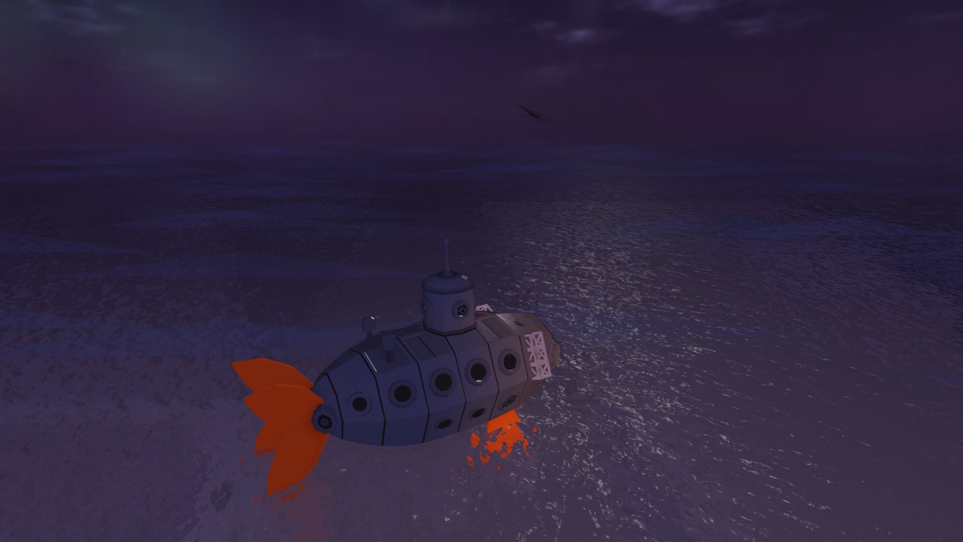 A Submarine skimming across the surface of the sea in Fisch. - 1