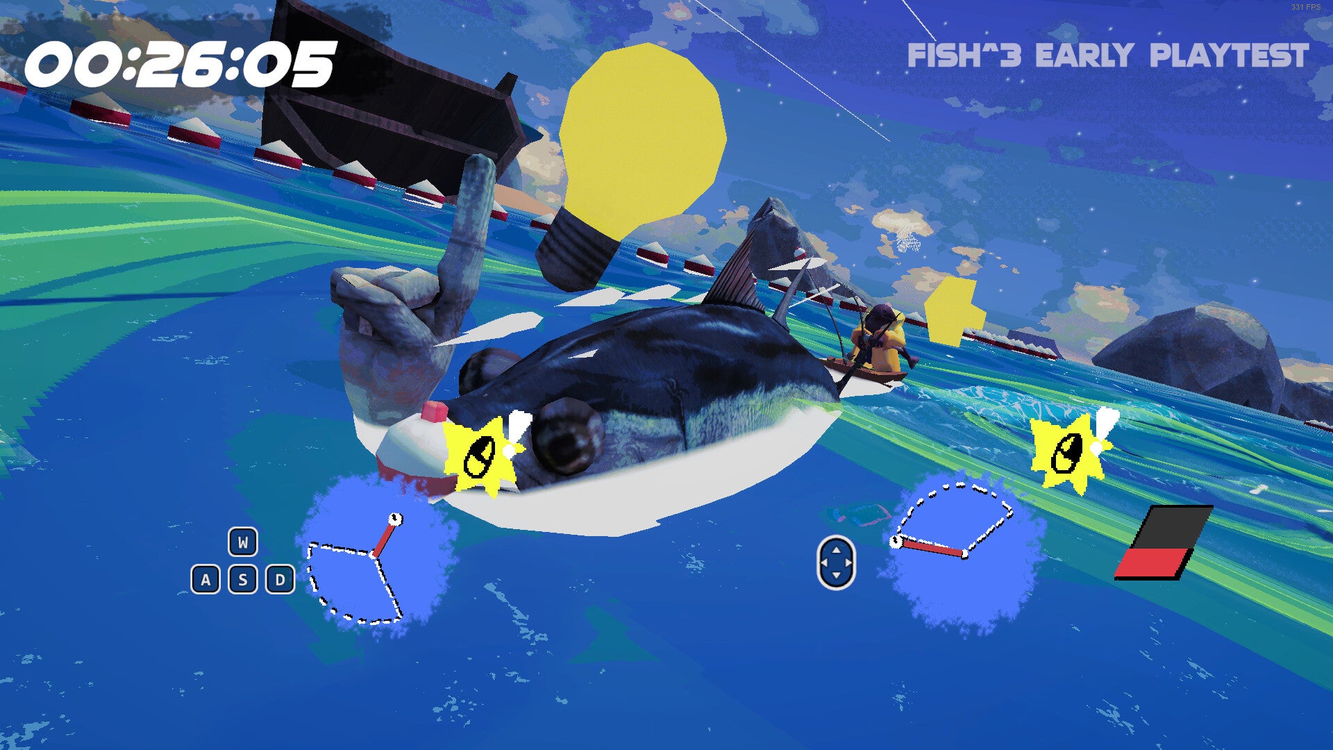 A large fish is pulling along a walrus on a boat in an arcade racer called FISH³. - 1