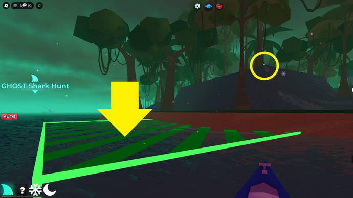 The seaside location of the Crescent Artifact in the Ancient Jungle in Fish It.