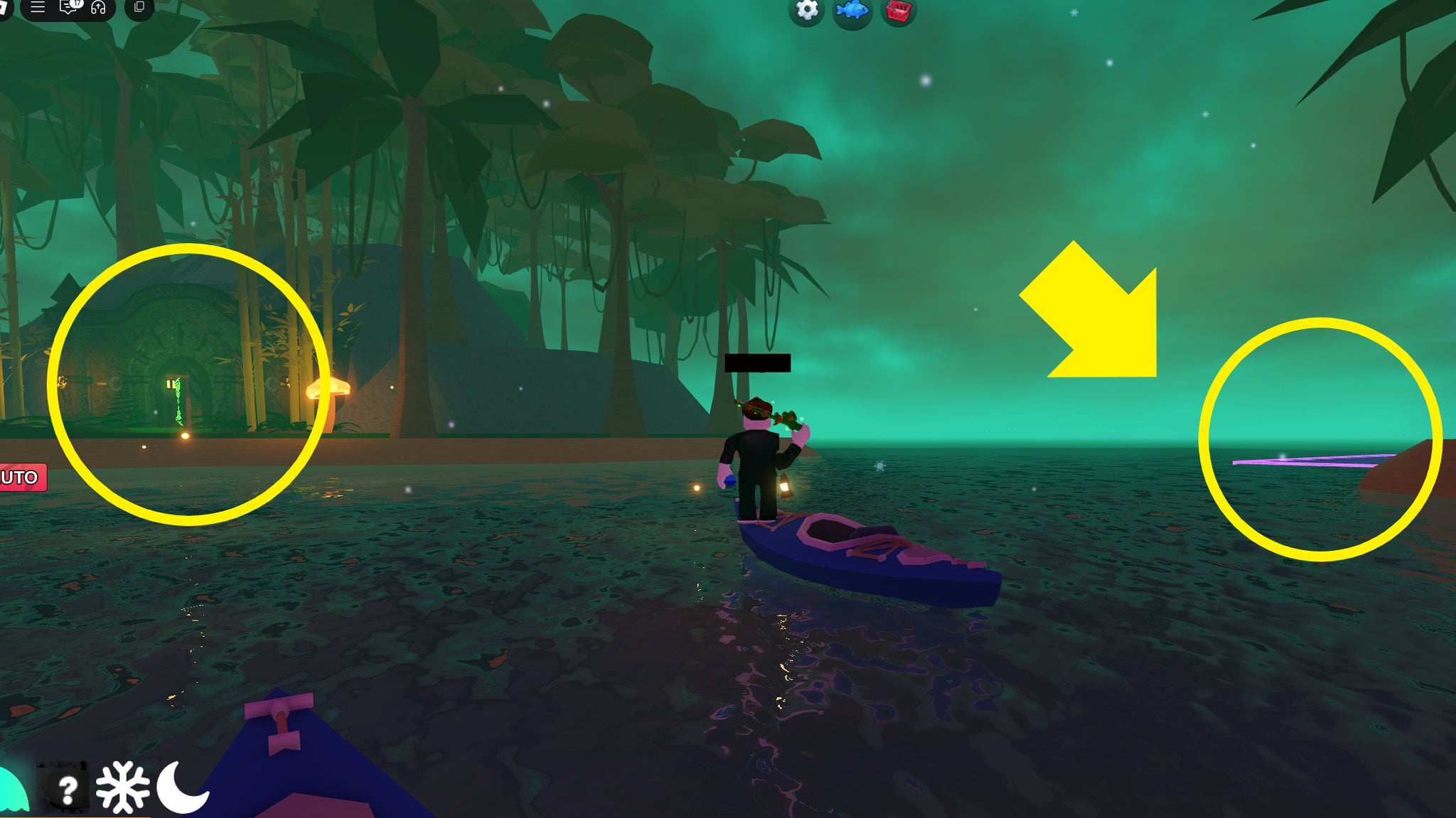 A character standing in front of the location of the Diamond Artifact in the Ancient Jungle in Fish It. - 5