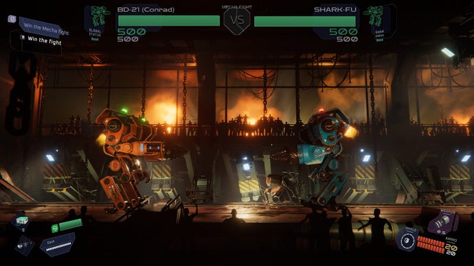 Two mighty mechs face off in Flashback 2.