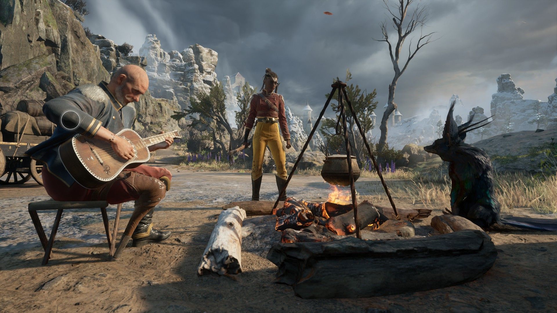 Nor and her companions rest by a fire. - 6