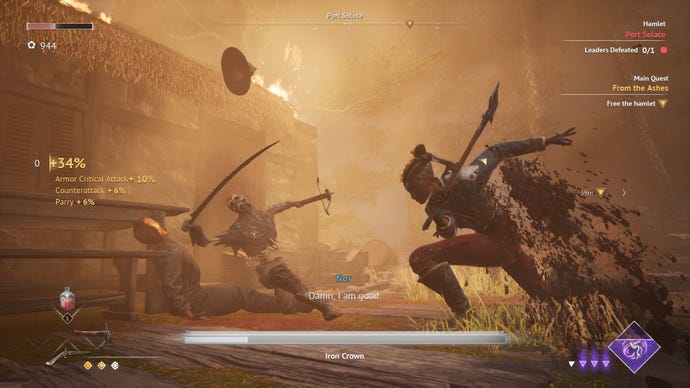 The player slices an enemy to death.
