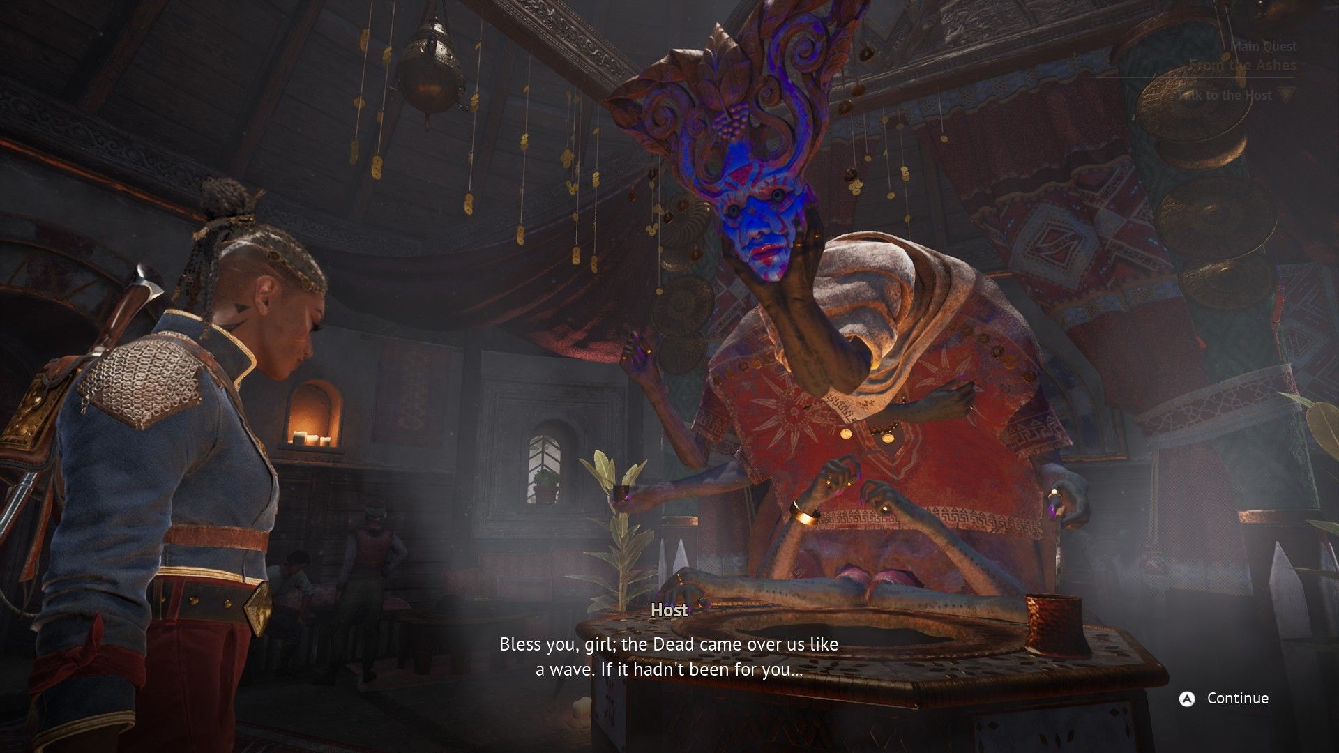 The ten-armed host of the coffee house blesses Nor for defeating their enemies. - 1