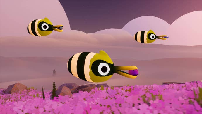 A trio of Burgling Bewls stealing whistles in Flock