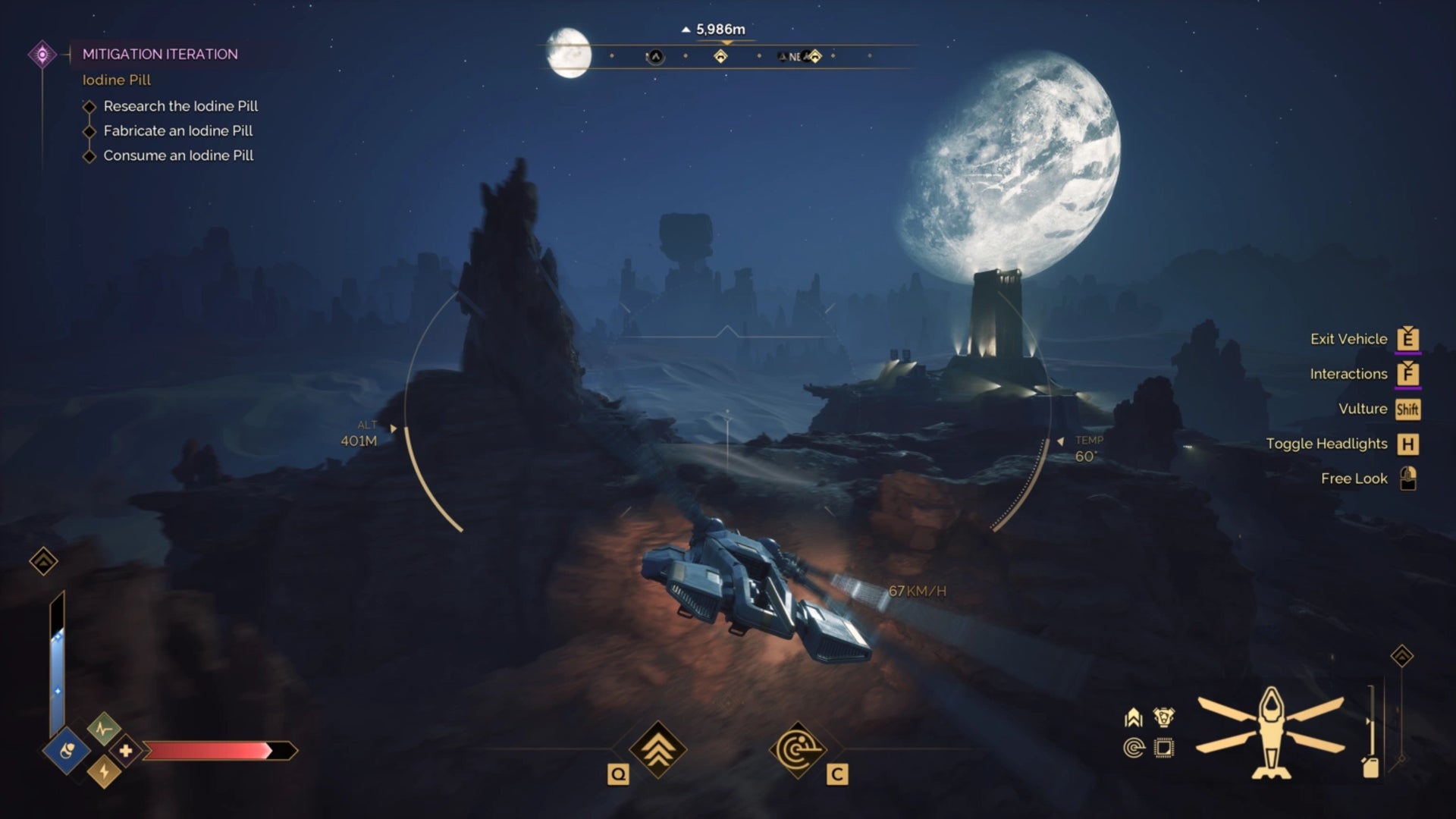 An Ornithopter flies through the night, illuminated by moonlight, in Dune Awakening. - 5