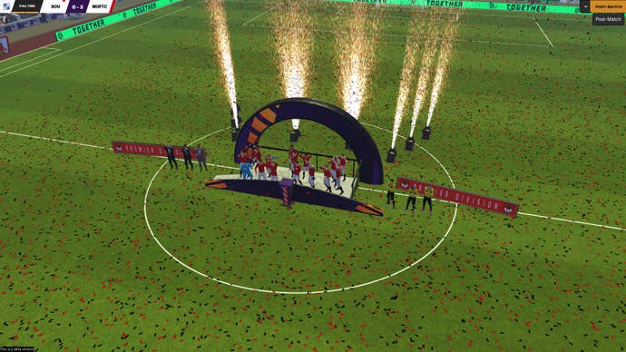 FM24 screenshot of my Manchester United side winning the Premier League