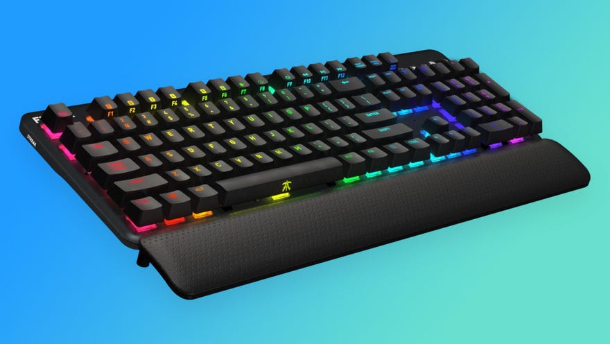 a press shot of a fnatic streak full-size mechanical gaming keyboard