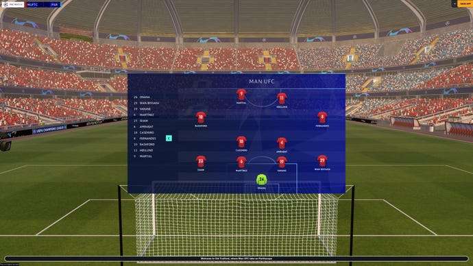 A look at a team lineup in Football Manager 2024.