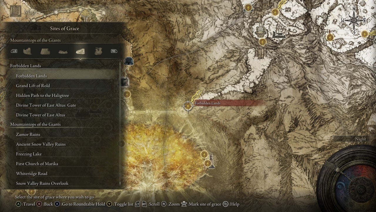 Forbidden Lands Grace in Elden Ring