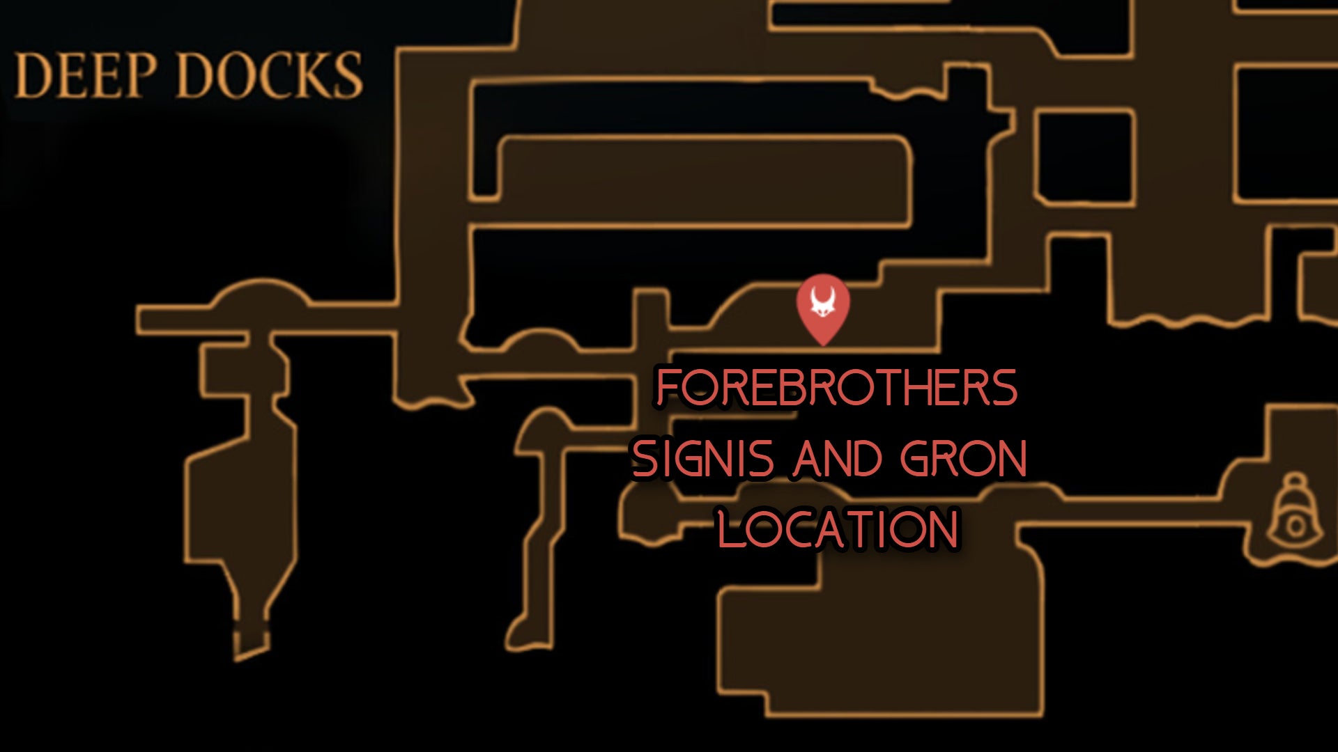 A map showing the location of Forebrothers Signis and Gron in Hollow Knight: Silksong. - 42
