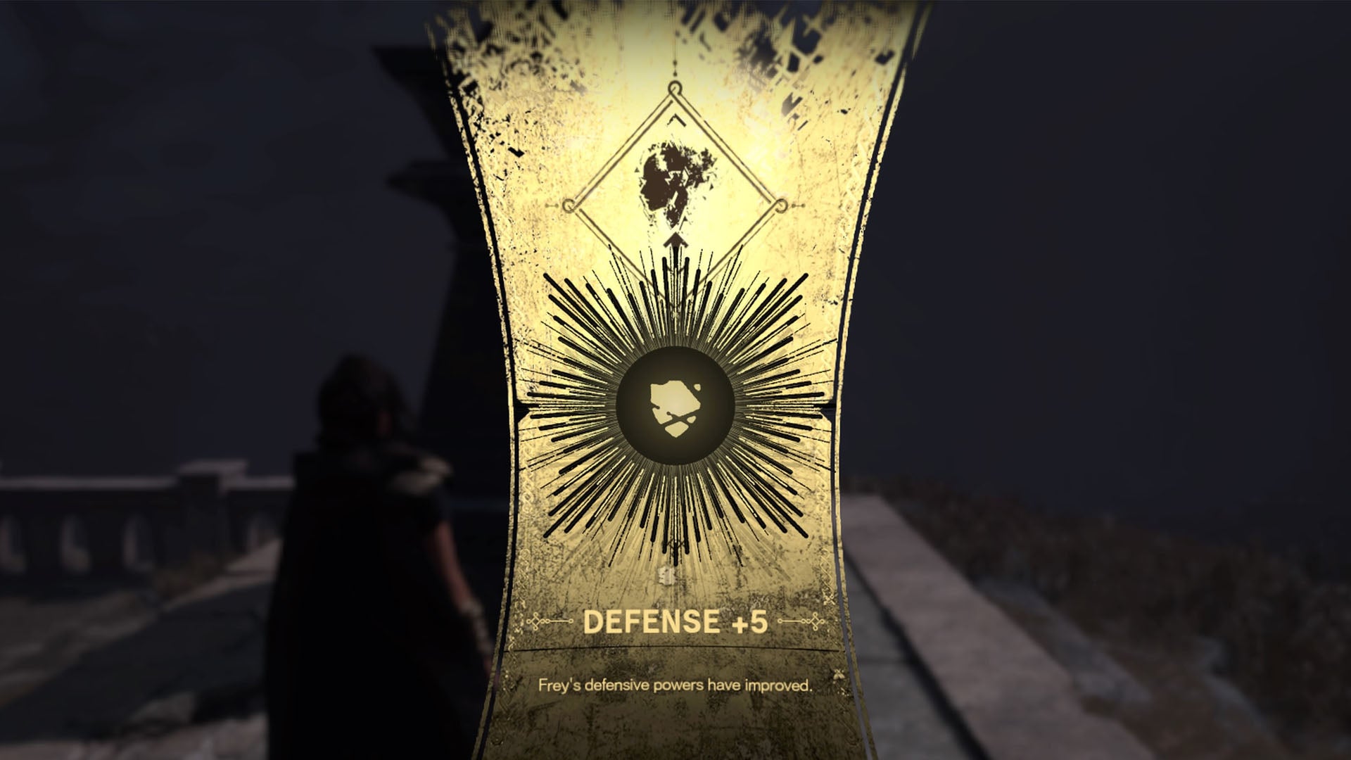 Forspoken, a complete Monument reward of plus 5 defense