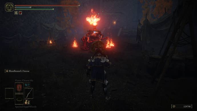The Fire Prelate boss in Fort Laiedd in Elden Ring.