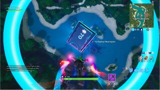 Fortnite: Fortbyte 70 Location - Accessible by skydiving through rings above Lazy Lagoon with the Vibrant Contrails equipped