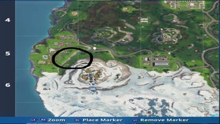 Fortnite: Fortbyte 89: accessible by flying the Scarlet Strike Glider through the rings east of Snobby Shores