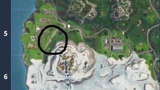 Fortnite: Fortbyte 89: accessible by flying the Scarlet Strike Glider through the rings east of Snobby Shores