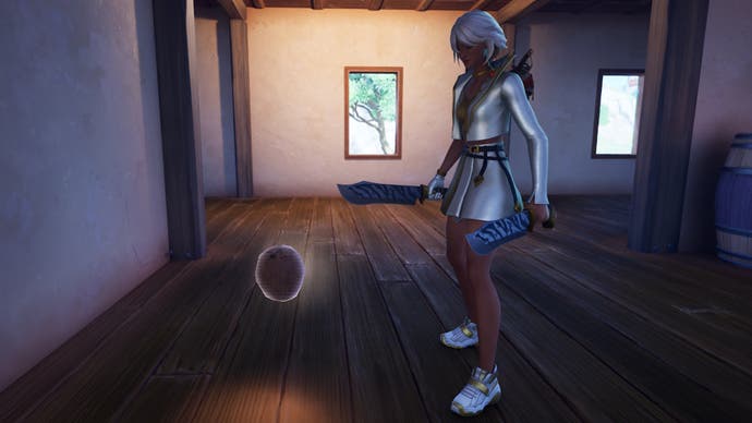 fortnite aphrodite looking at a coconut