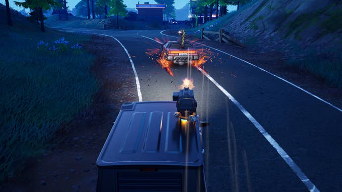 fortnite attacking machinist car with armed truck