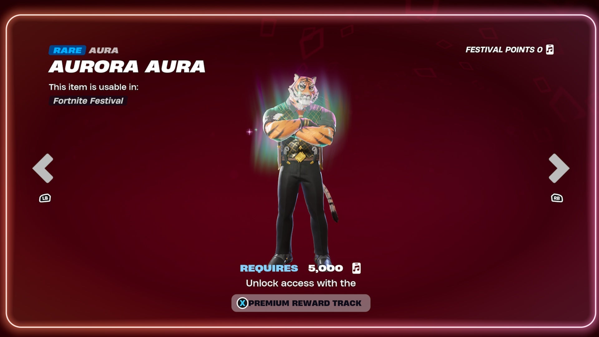 A tiger is emitting an aurora aura while standing on a deep red background.