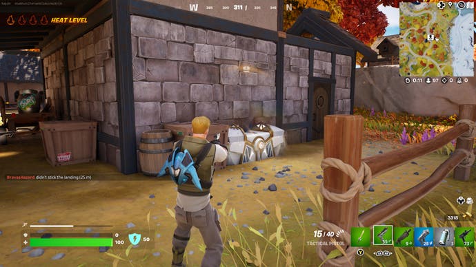 Fortnite, the sixth chest in Breakwater Bay is hidden behind the back wall of a stone building.