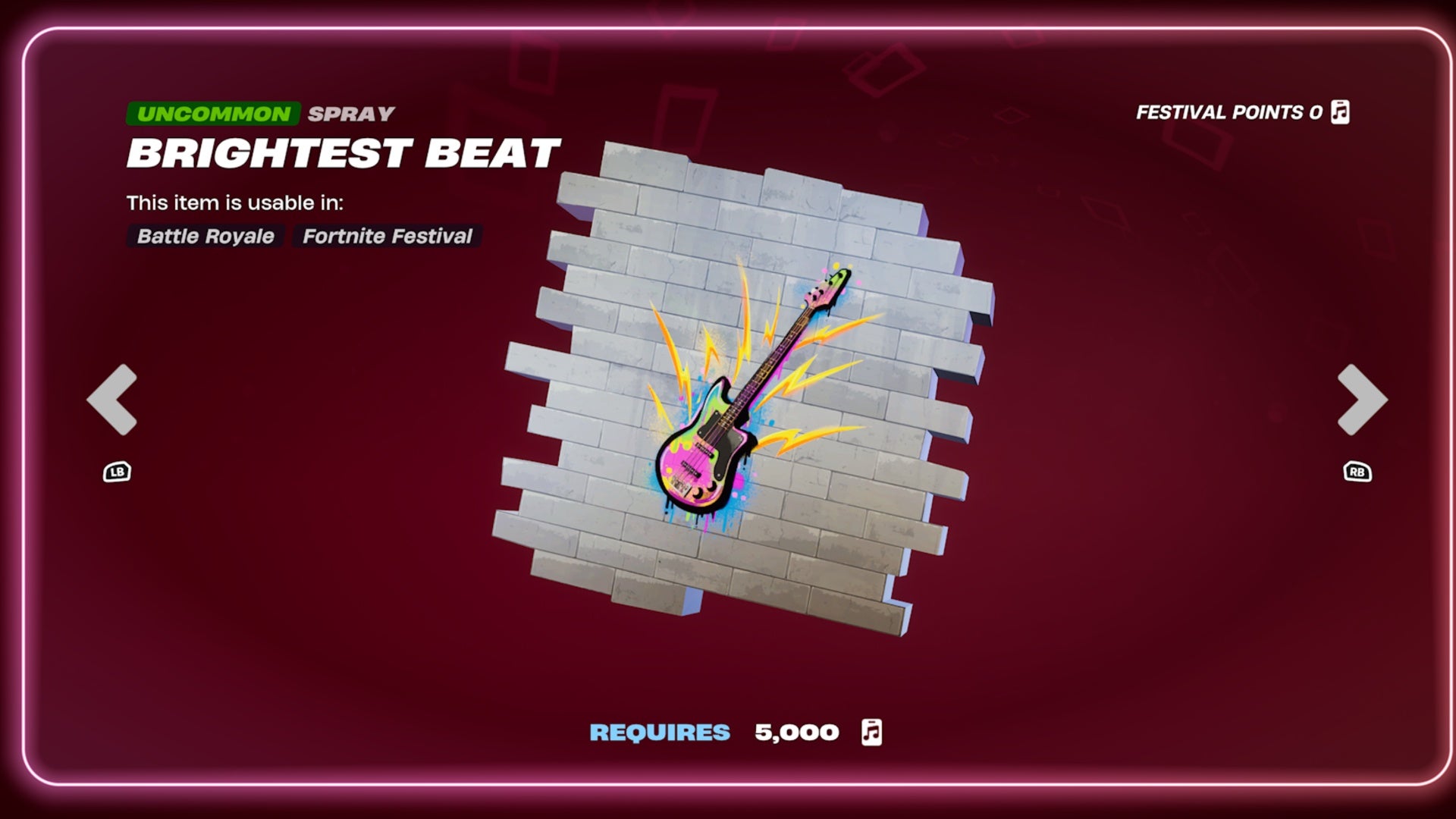 A graffiti style painting of a multicoloured guitar sits on a wall that&rsquo;s placed on a deep red background.