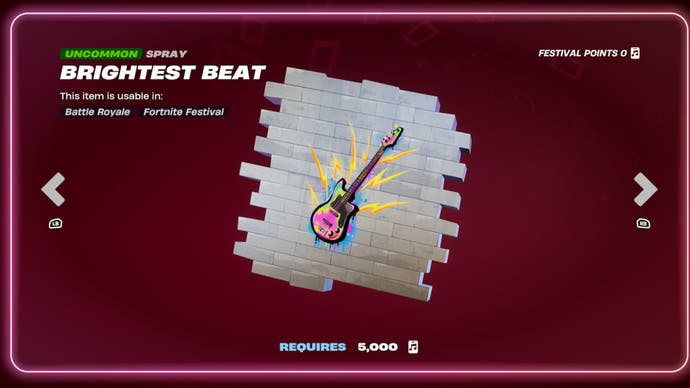 A graffiti style painting of a multicoloured guitar sits on a wall that's placed on a deep red background.