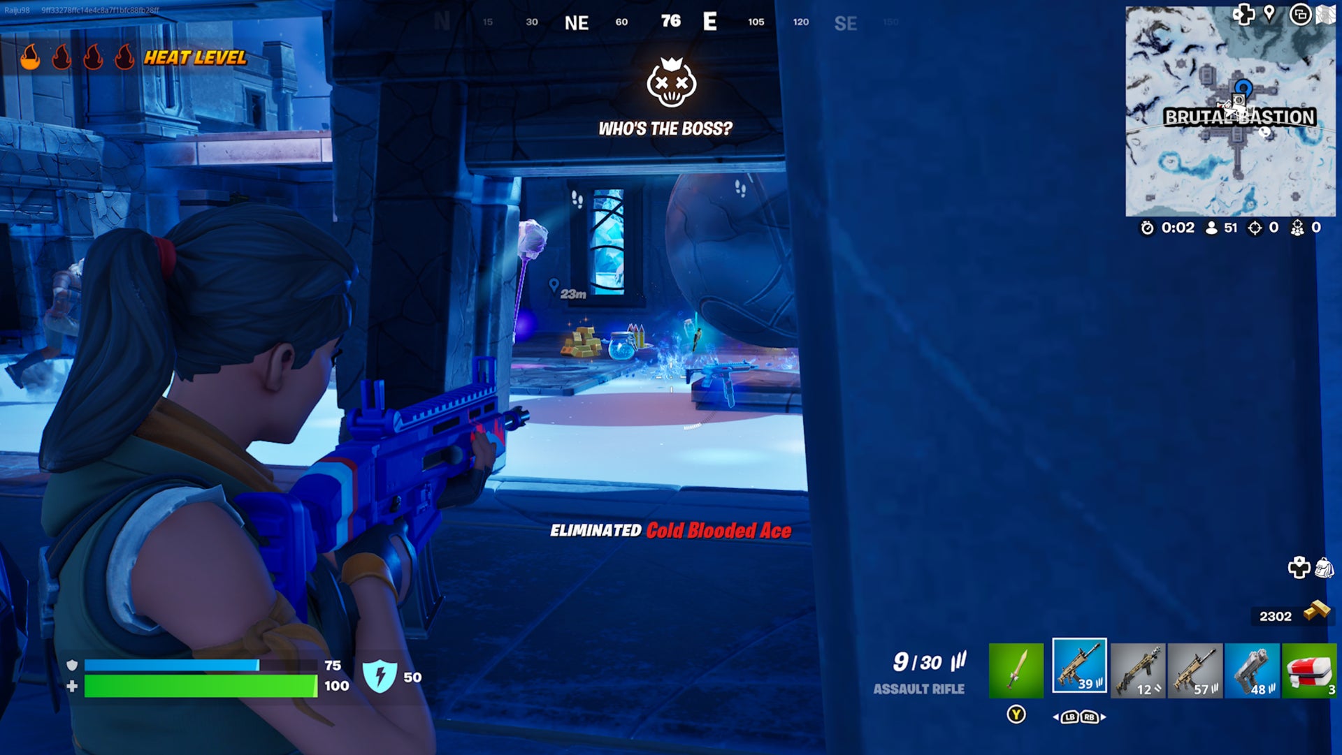 Fortnite, Brutal Bastion a character has defeated a Cold Blooded Ace.