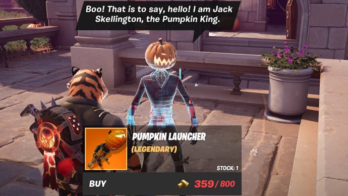 fortnite buying pumpkin launcher off pumpkin king