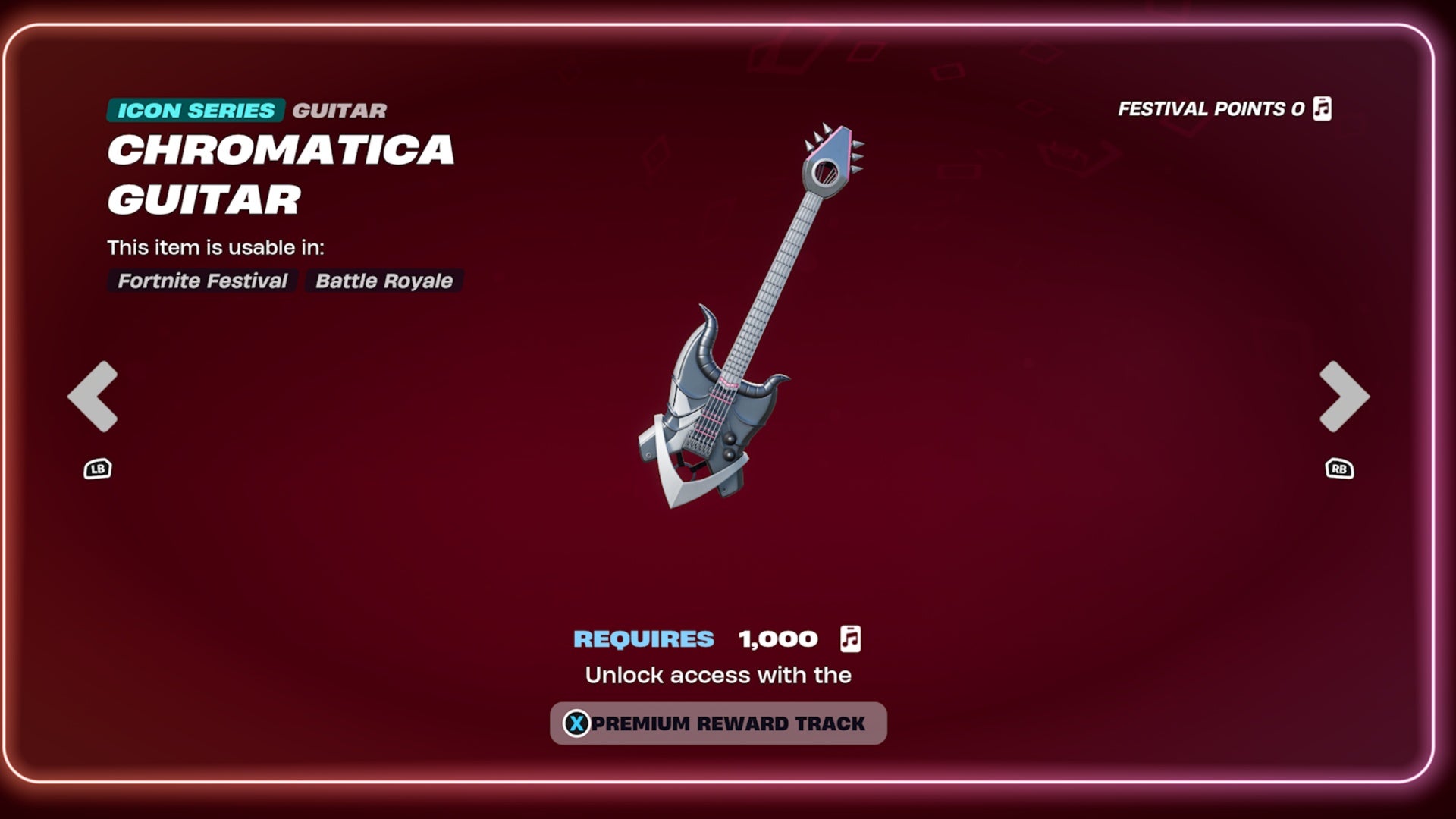 A chrome coloured guitar sits on a deep red background.