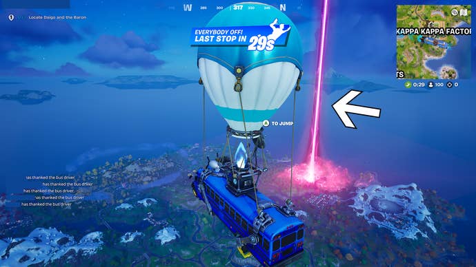 fortnite daigo the baron pink beam location from battle bus