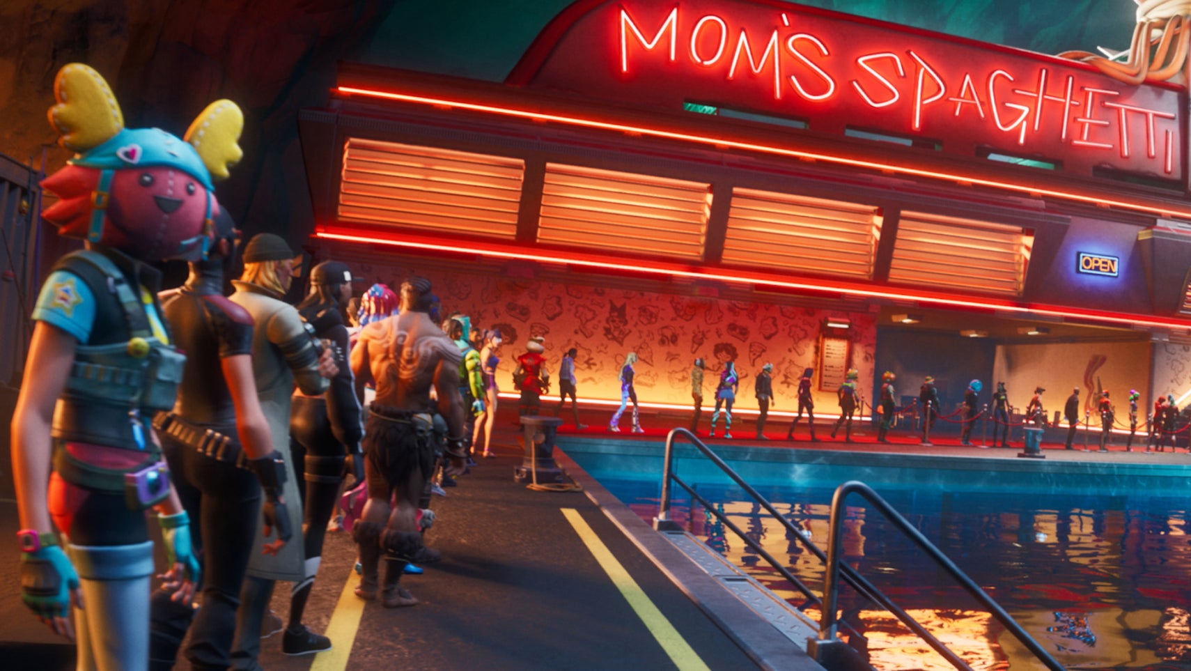 Fortnite players queueing up to taste Eminem's mom's spaghetti. - 1