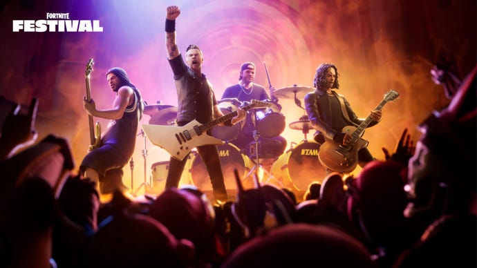 Metallica performing in Fortnite.