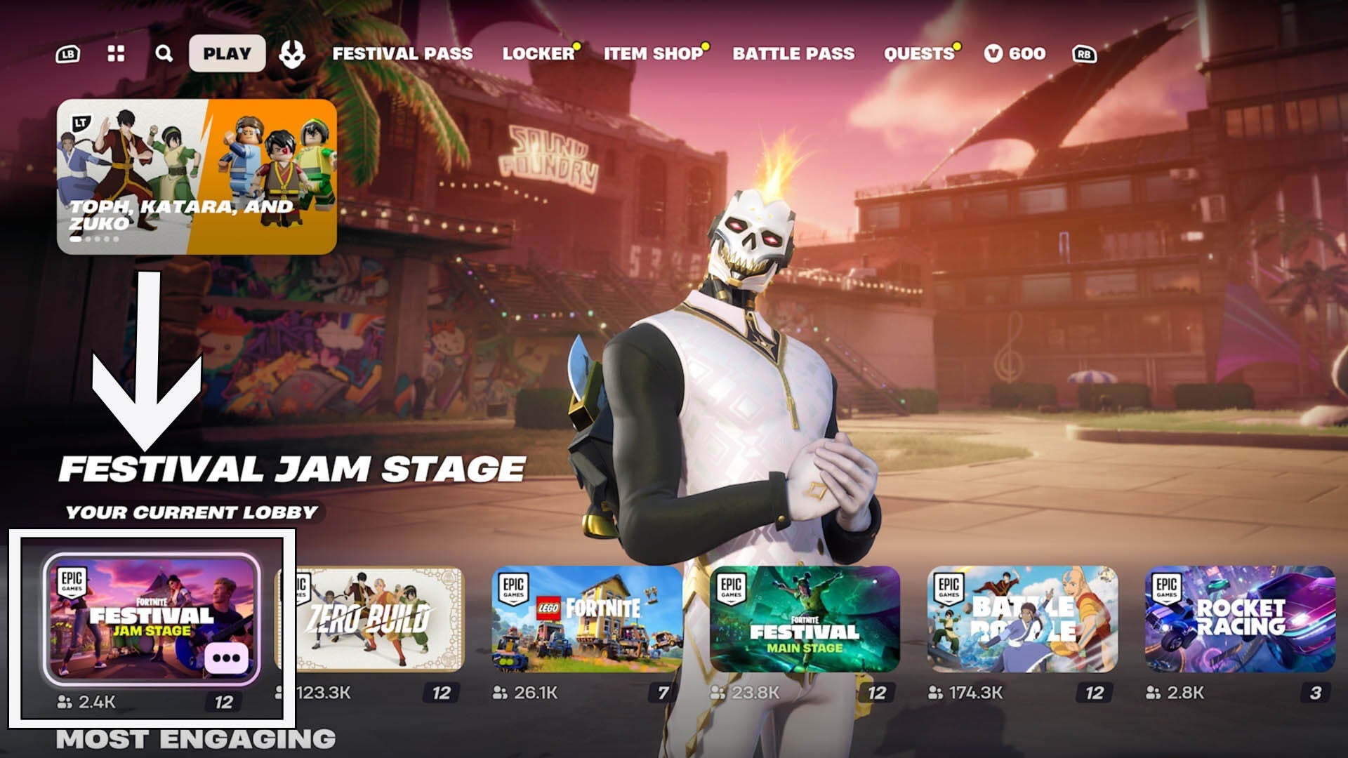 fortnite festival season three jam stage option in main lobby