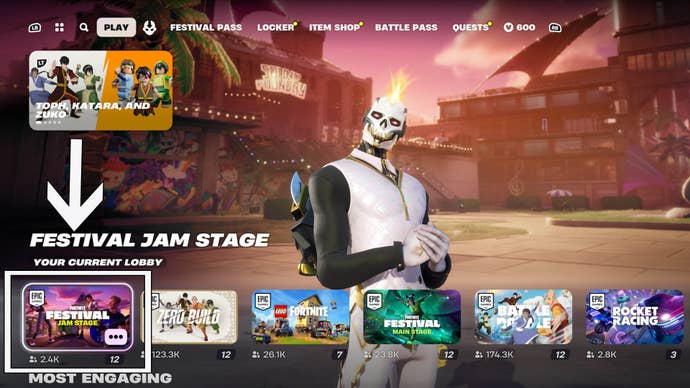 fortnite festival season three jam stage option in main lobby